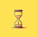 A picture of a simple and clean hourglass on yellow background generative AI Royalty Free Stock Photo