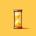 A picture of simple and clean hourglass on yellow background generative AI Royalty Free Stock Photo