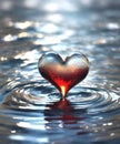 Romantic Colorful Heart Water Ripples Photo AI Generated