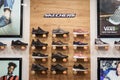 Skechers logo and sneakers on display in the window of their main retailer in Belgrade. Skechers is an American shoe company