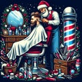 Picture a skilled barber, attentively cutting a bearded mans beard.