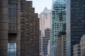 Business skyscrapers in the downtown of Montreal, Canada, taken in the center business district of the main city of Quebec Royalty Free Stock Photo