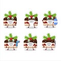 A picture of slice of pudding cake christmas cartoon design style keep staying healthy during a pandemic