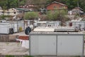 Picture of a slum in Kijevo a district of Belgrade, made of prefabricated modular houses.