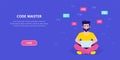 Programmer man character design, flat style illustration Royalty Free Stock Photo