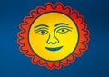 Smiley Sun Graphic on Blue background Royalty Free Stock Photo