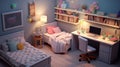 Picture of snug room for teenage girl, highly detailed. generative ai Royalty Free Stock Photo