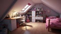 Picture of snug room for teenage girl, highly detailed. generative ai Royalty Free Stock Photo