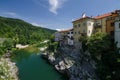 Soca river in Kanal on the Soca town, Slovenia, Europe