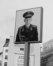 Picture of soviet soldier at the former East-West Berlin border, Royalty Free Stock Photo