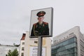 Picture of soviet soldier at the former East-West Berlin border Royalty Free Stock Photo