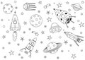 Spaceships, planets and stars, background Royalty Free Stock Photo