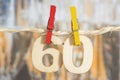 60th birthday, party and champagne glasses Royalty Free Stock Photo