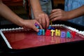 Colorful birthday candles taking away by hungry kids