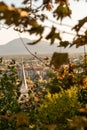 Picture of St James\'s Parish Church at evening from Ljubljana Castle viewpoint Royalty Free Stock Photo