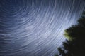 A picture of star trails of the night sky. Valemont BC Canada