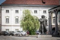 Picture of a statue of France Preseren in downtown Kranj, Slovenia.