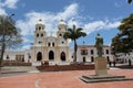 A church building and statue in the main plaza of Chinacota, a small village in the Colombian Andes mountains Royalty Free Stock Photo