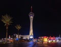 The STRAT Hotel, Casino and SkyPod, Las Vegas Boulevard Gateway Arches and Chapel of the Bells at Night