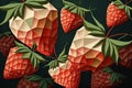Picture of strawberries on the dark background, colorblocks technique. Generative AI Royalty Free Stock Photo