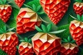 Picture of strawberries on the light green background. colorblocks technique, Generative AI Royalty Free Stock Photo