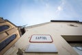 Street sign of Trg kaptol, meaning Kaptol Square in Croatian language. it is the center of Gornji grad, the upper town of downtown Royalty Free Stock Photo