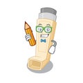 A picture of Student asthma inhaler character holding pencil