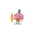 A picture of Student chinese red tops toy character holding pencil Royalty Free Stock Photo