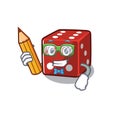 A picture of Student dice character holding pencil