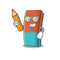 A picture of Student eraser character holding pencil