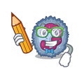 A picture of Student neutrophil cell character holding pencil