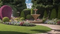 A Picture Of A Stunningly Evocative Garden With A Fountain AI Generative