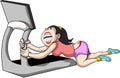 A woman slips while exercising on treadmill