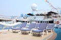 A picture of a sunbathing area onboard the ship. Royalty Free Stock Photo