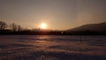 Sunset on snow land