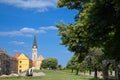 Ilok Church with its tower, the Sveti Ivan Kapistran church, in the franjevacki samostan convent. Ilok is the easternmost city of