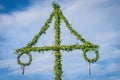 Midsummer maypole, swedish celebration sunny in a park sigtuna