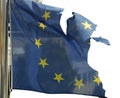 European flag with big damage - symbolic