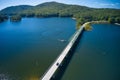 Aerial view of an old Bethany bridge over lake Allatoona