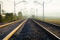 delay in front of the railroad, sunset, mountain, line rail