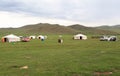 Nomad life of Mongolian on savanna