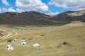 Nomad life of Mongolian on savanna