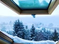 View from a skylight in winter