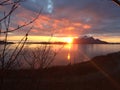 Picture taken from the mountains at Inndyr in the North of Norway Royalty Free Stock Photo