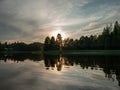 Picture taken from sup board, evening colors Royalty Free Stock Photo