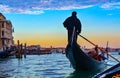 Stunning sunset gondola ride in Venice Italy Royalty Free Stock Photo