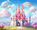 picture of a tale castle with cotton candy.