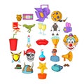 Picture theater icons set, cartoon style Royalty Free Stock Photo