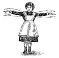 Girl Waving Arms vintage illustration