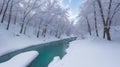 A Picture Of A Thoughtfully Introspective Image Of A Snowy River
